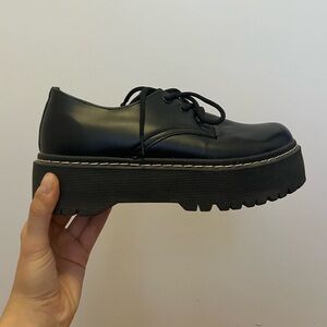 Black Platform Lace-Up Shoes